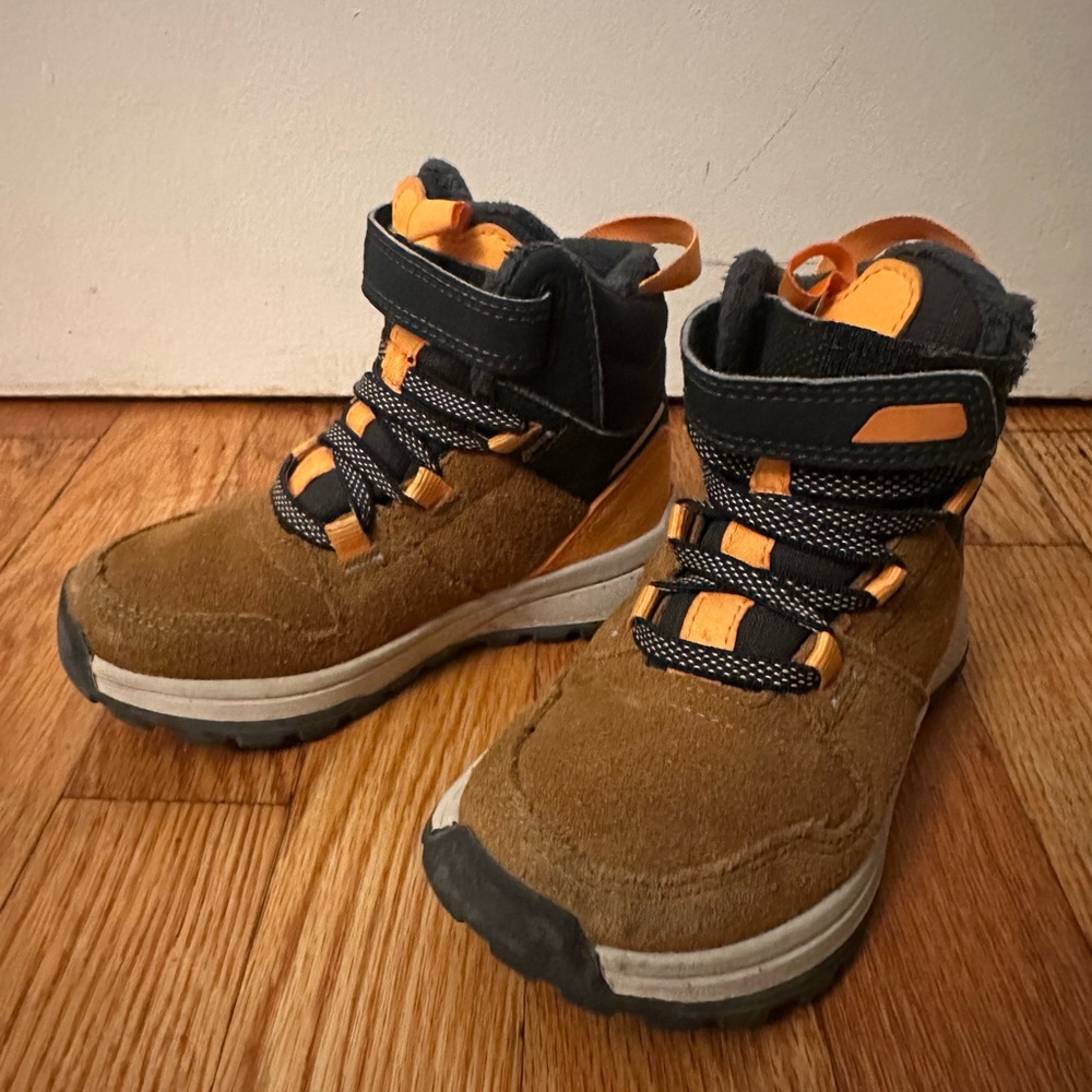 Kids Brown and Orange High-Top Shoes